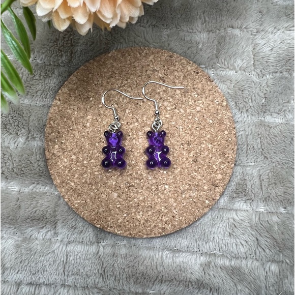 Purple Gummy Bear Earrings - Picture 1 of 3